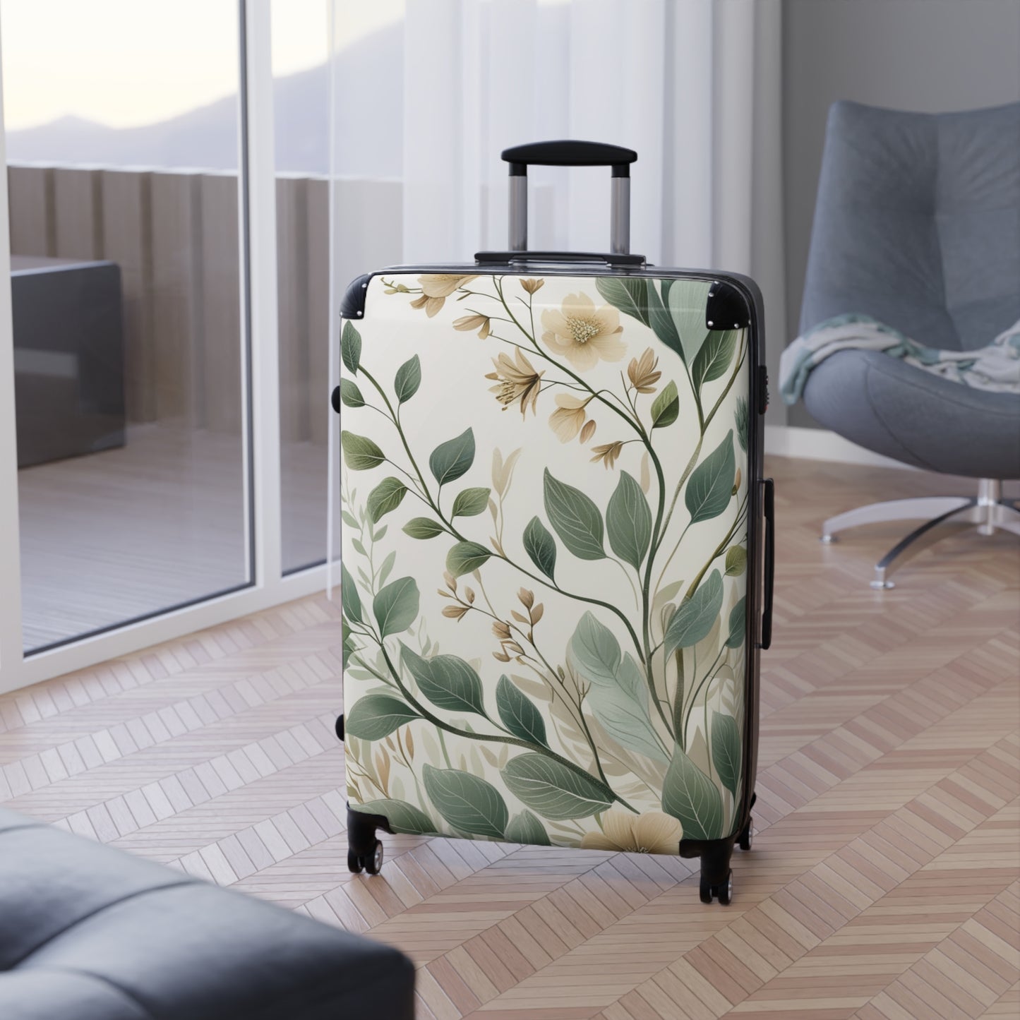 Botanical Print Suitcase for Travel Enthusiasts - Perfect for Vacations & Getaways