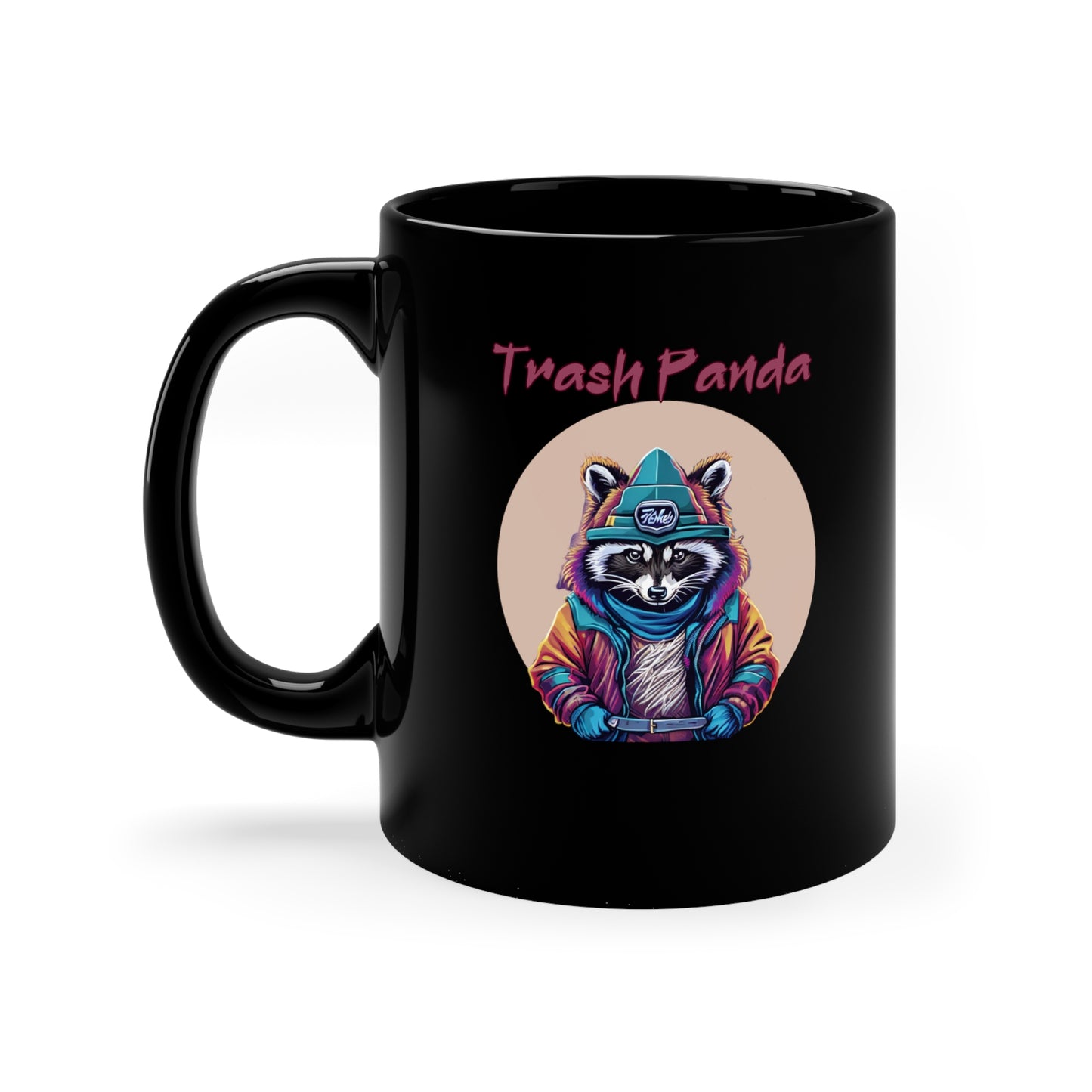 Trash Panda | Raccoon | Anthropomorphic| Funny Gift | Cartoon | 11oz | Black Mug