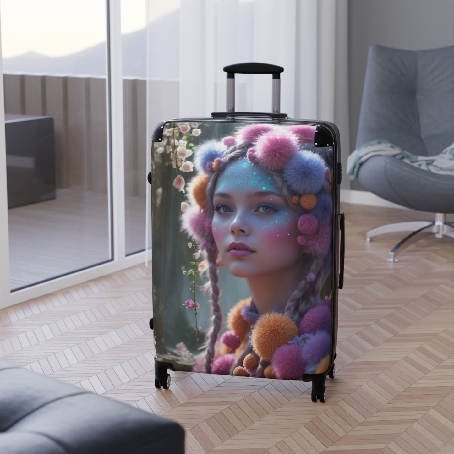 Whimsical Floral Suitcase - Stylish Travel Gear for Adventurers