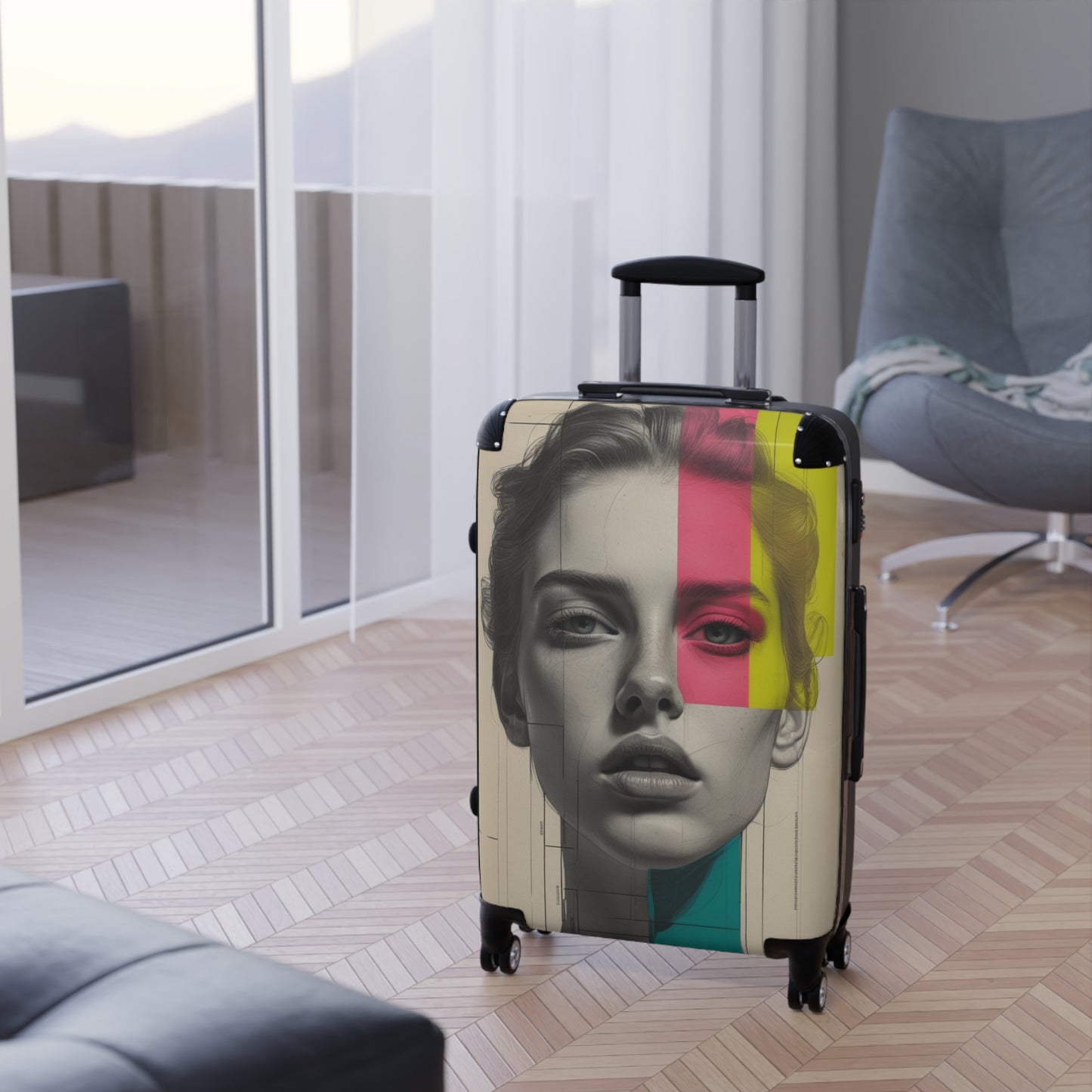 Chic Graphic Suitcase – Stylish Travel Luggage for Trendsetters