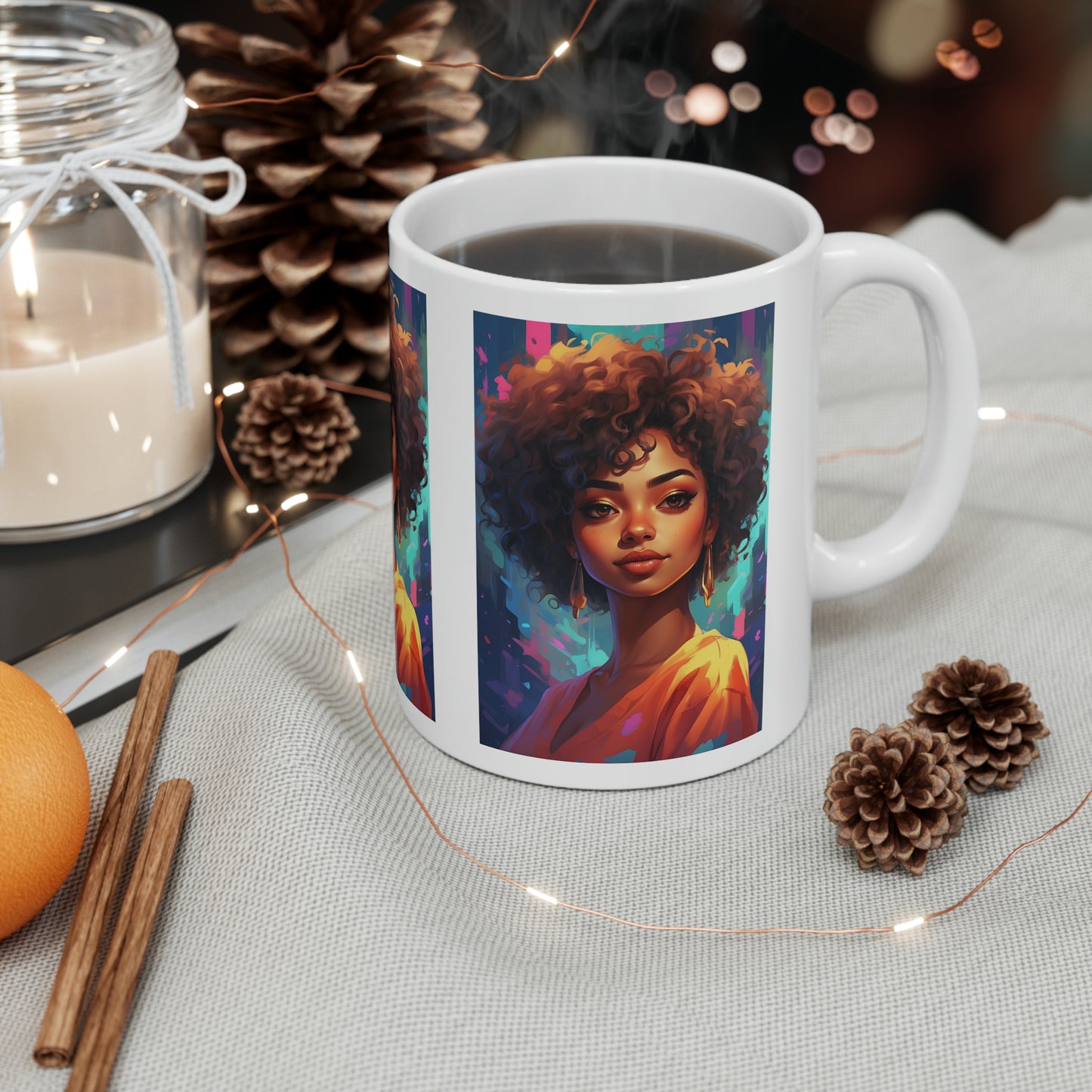 Yasmine Dreams | HD Graphic | Black Girl | Black Queens | Animated | Coffee | Tea | Hot Chocolate | Ceramic Mug | 11oz