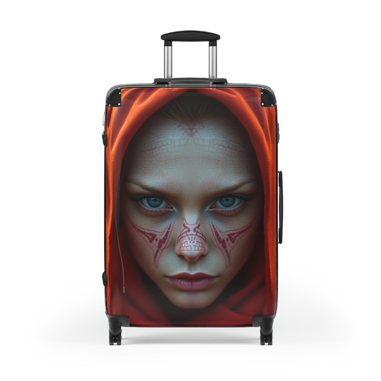 Mystical Face Design Suitcase - Unique Travel Luggage for Adventurers