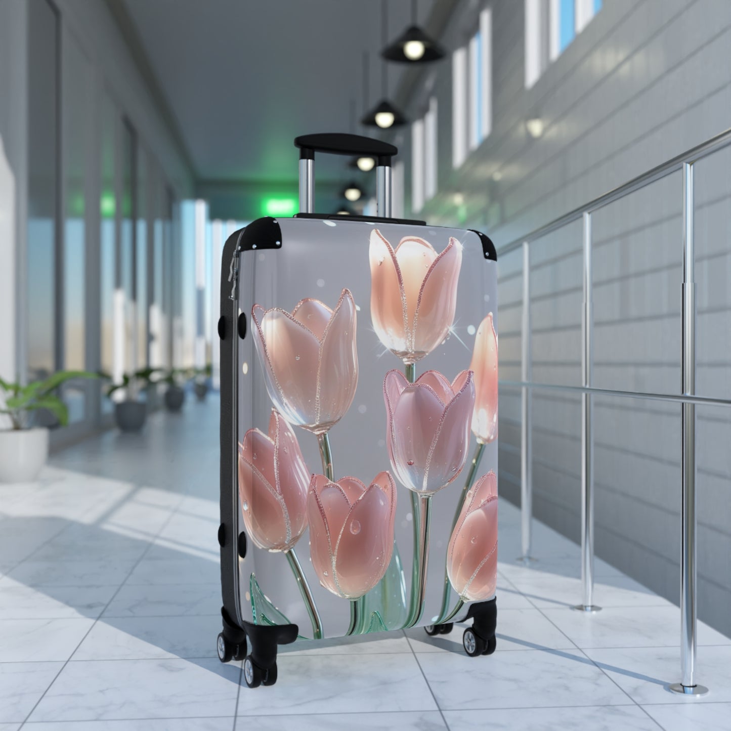 Glass Bouquet Design Suitcase - Travel in Style