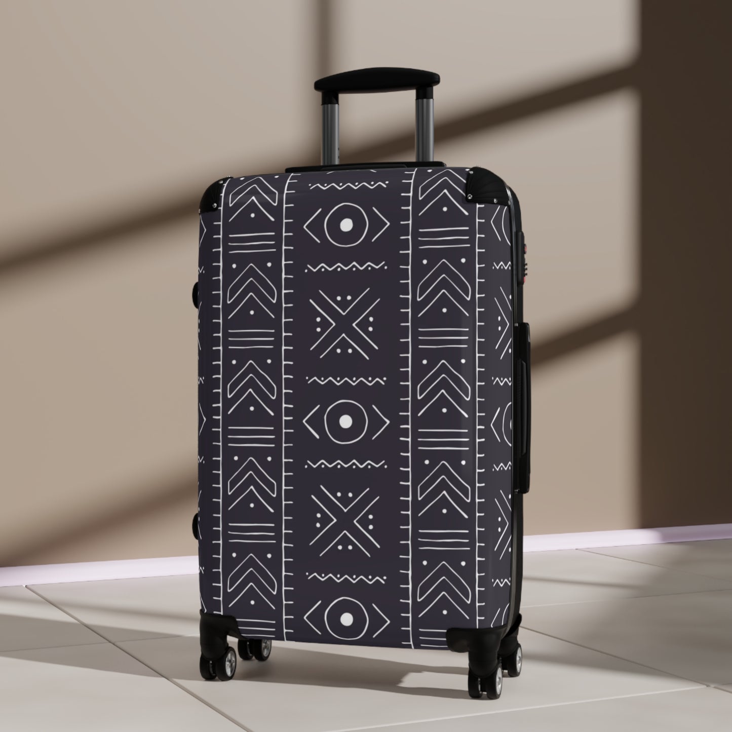 Stylish Tribal Suitcase with Geometric Design