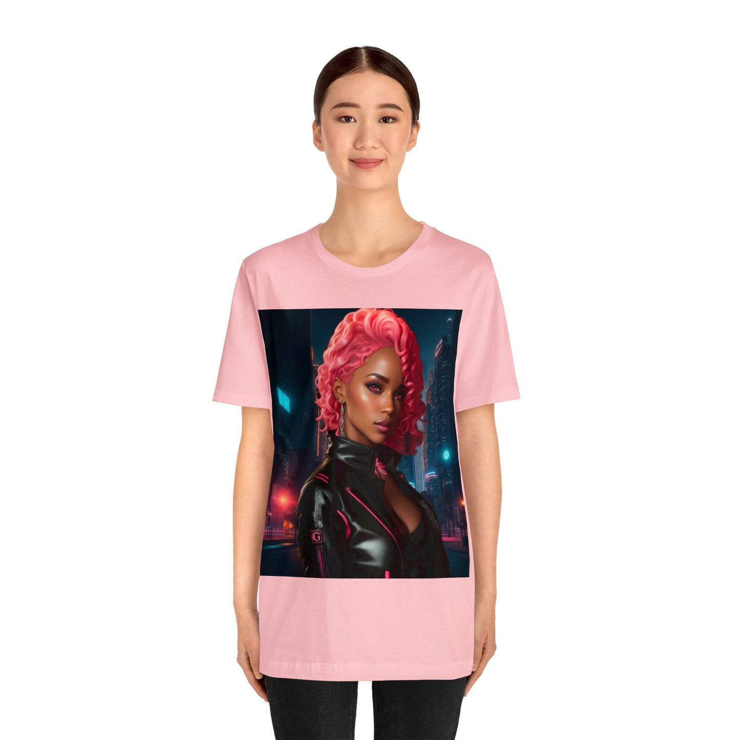 Pink Panthress | Anime Gift | Fantasy Girl | City Lights | Sci Fi | Futuristic | HD Graphics | Unisex | Men's | Women's | Tee | T-Shirt