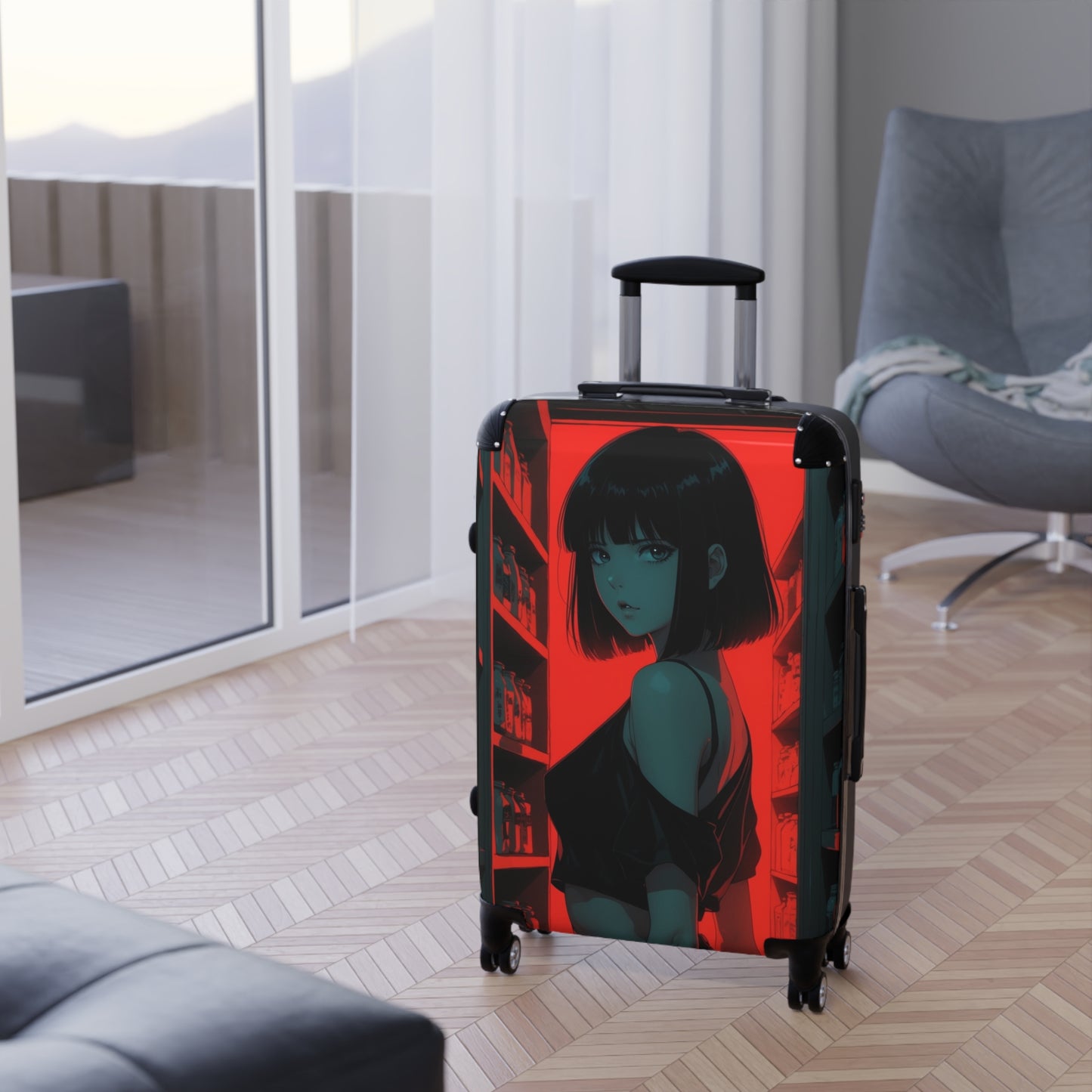 Stylish Travel Suitcase with Bold Anime Design