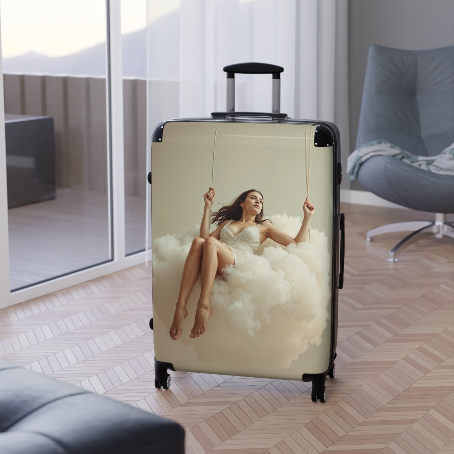 Dreamy Cloud Swing Suitcase - Travel in Style with Whimsical Design