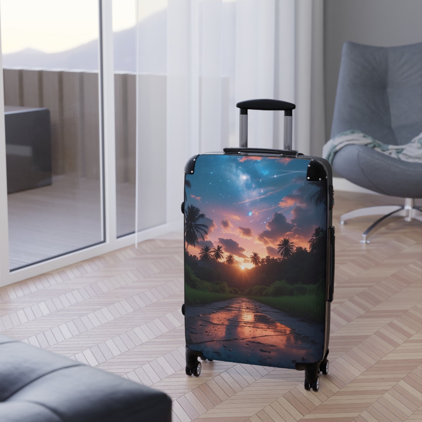 Sunset In Paradise Suitcase - Stylish Travel Luggage with Tropical Design