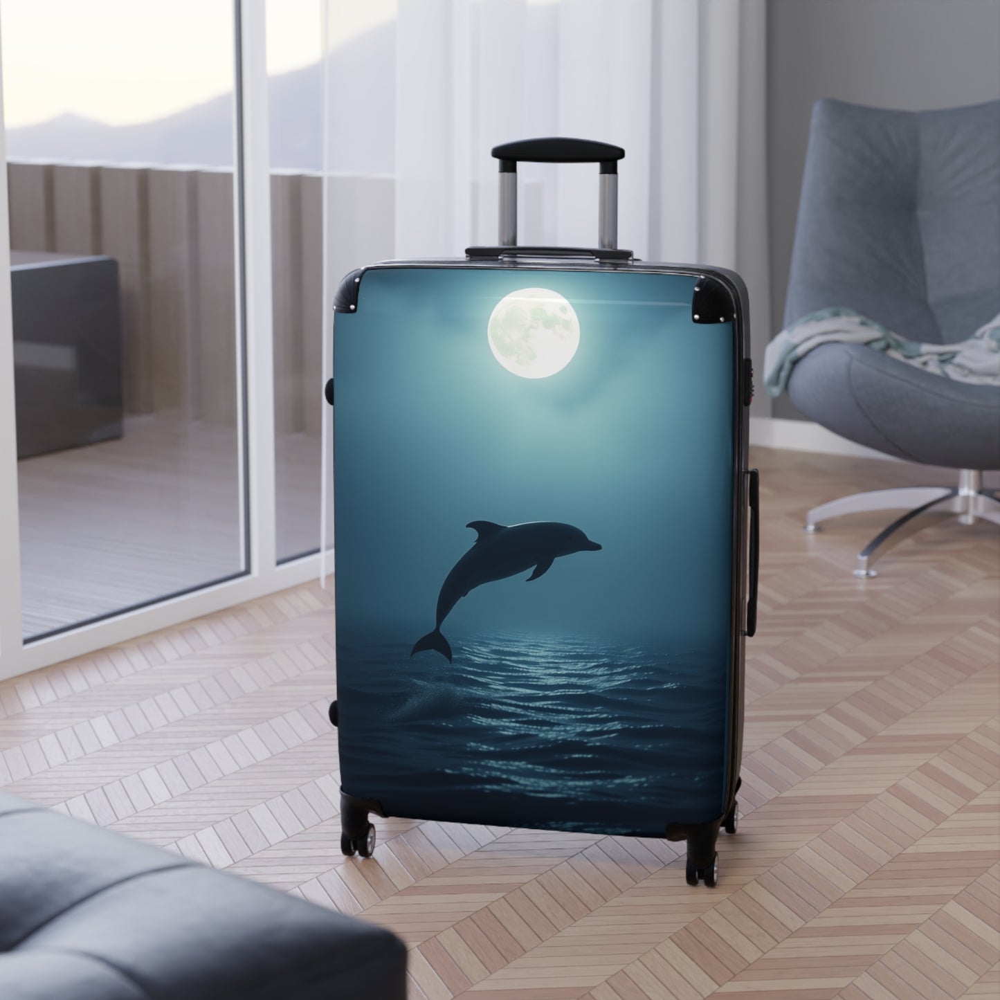 Ocean-Inspired Dolphin Carry-On Suitcase - Perfect Travel Companion for Beach Lovers