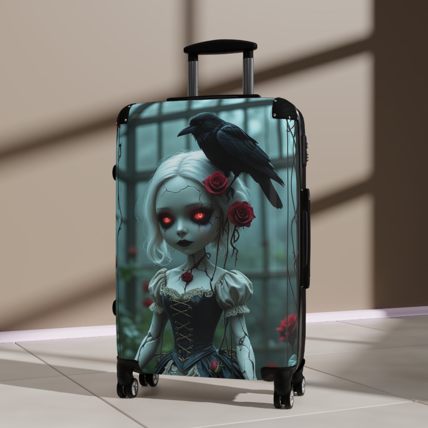 Gothic Doll Design Suitcase - Perfect Travel Companion for Halloween and Fantasy Lovers