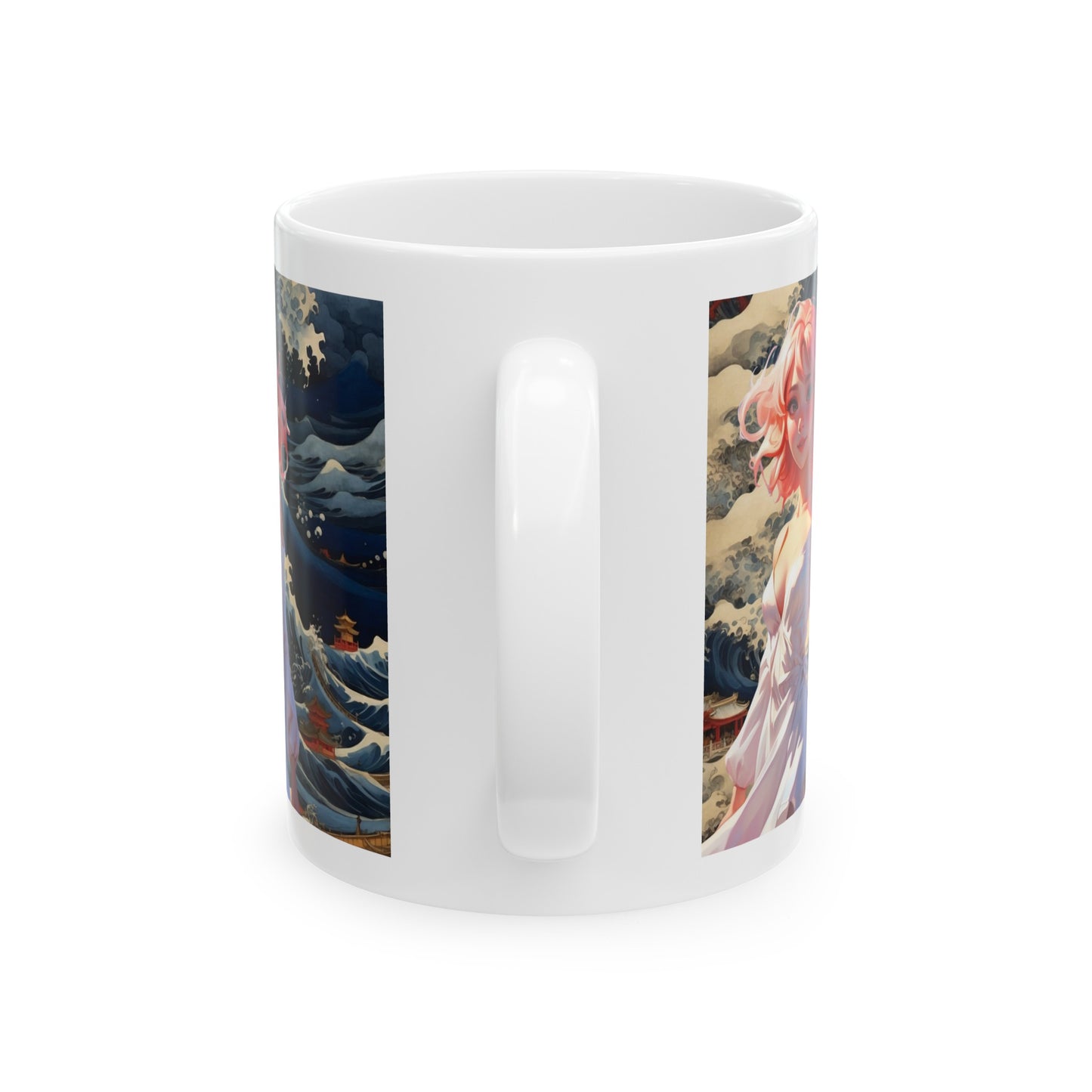 Waves of Beauty | HD Graphic | Pretty Girl | Japanese Art | Coffee | Tea | Hot Chocolate | 11oz | White Mug