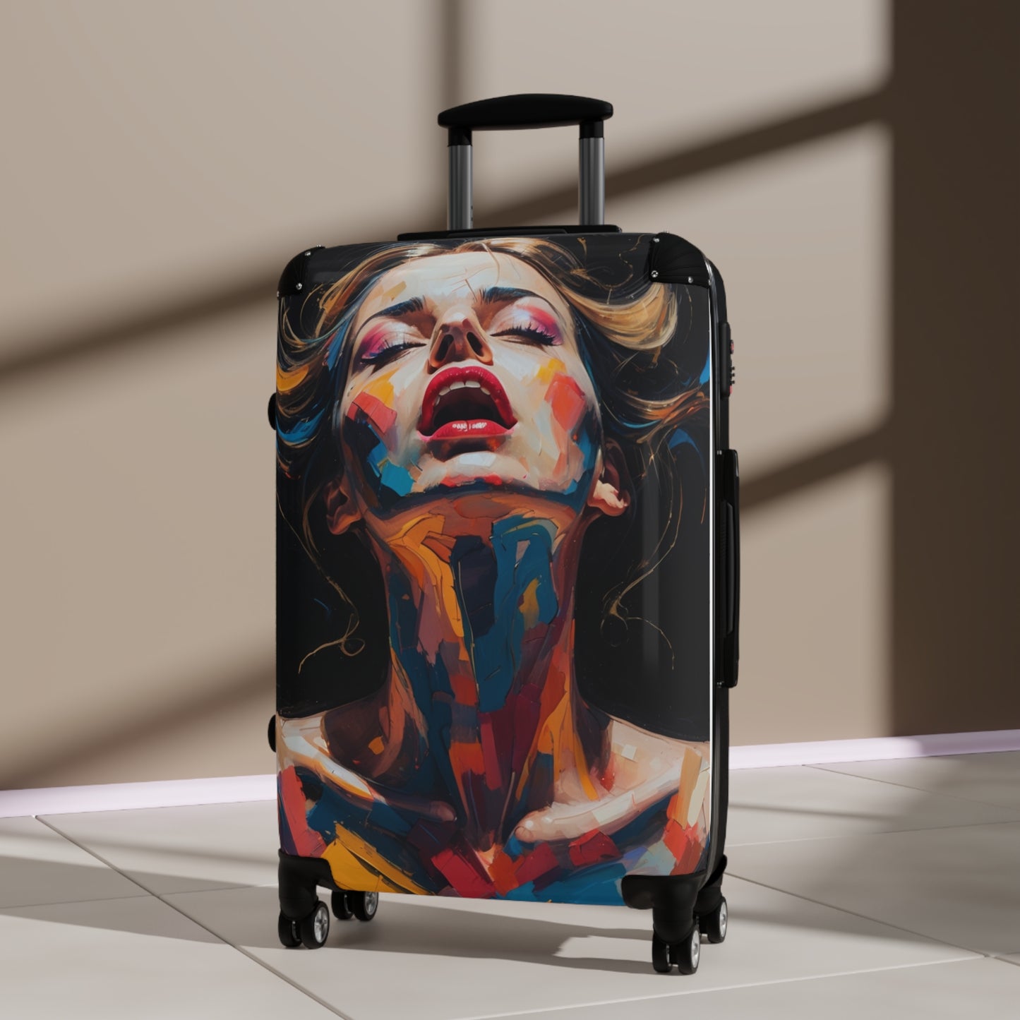 Artistic Travel Suitcase - Colorful Woman Design for Adventurers