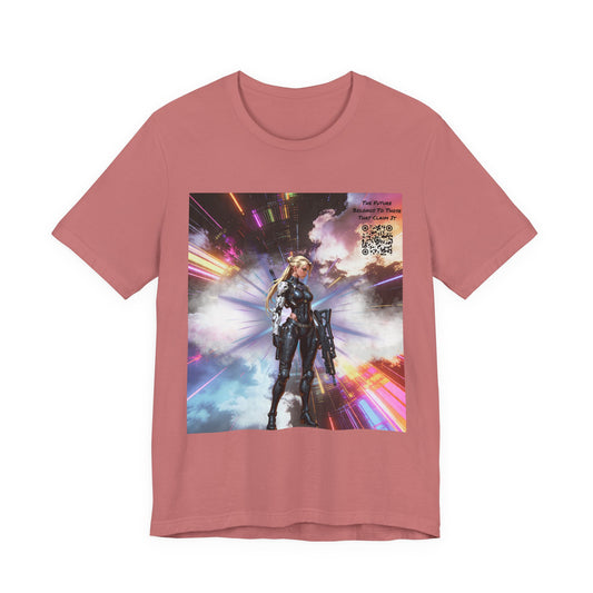 Sci‑Fi Warrior Graphic Tee — Futuristic Anime Battle Design
