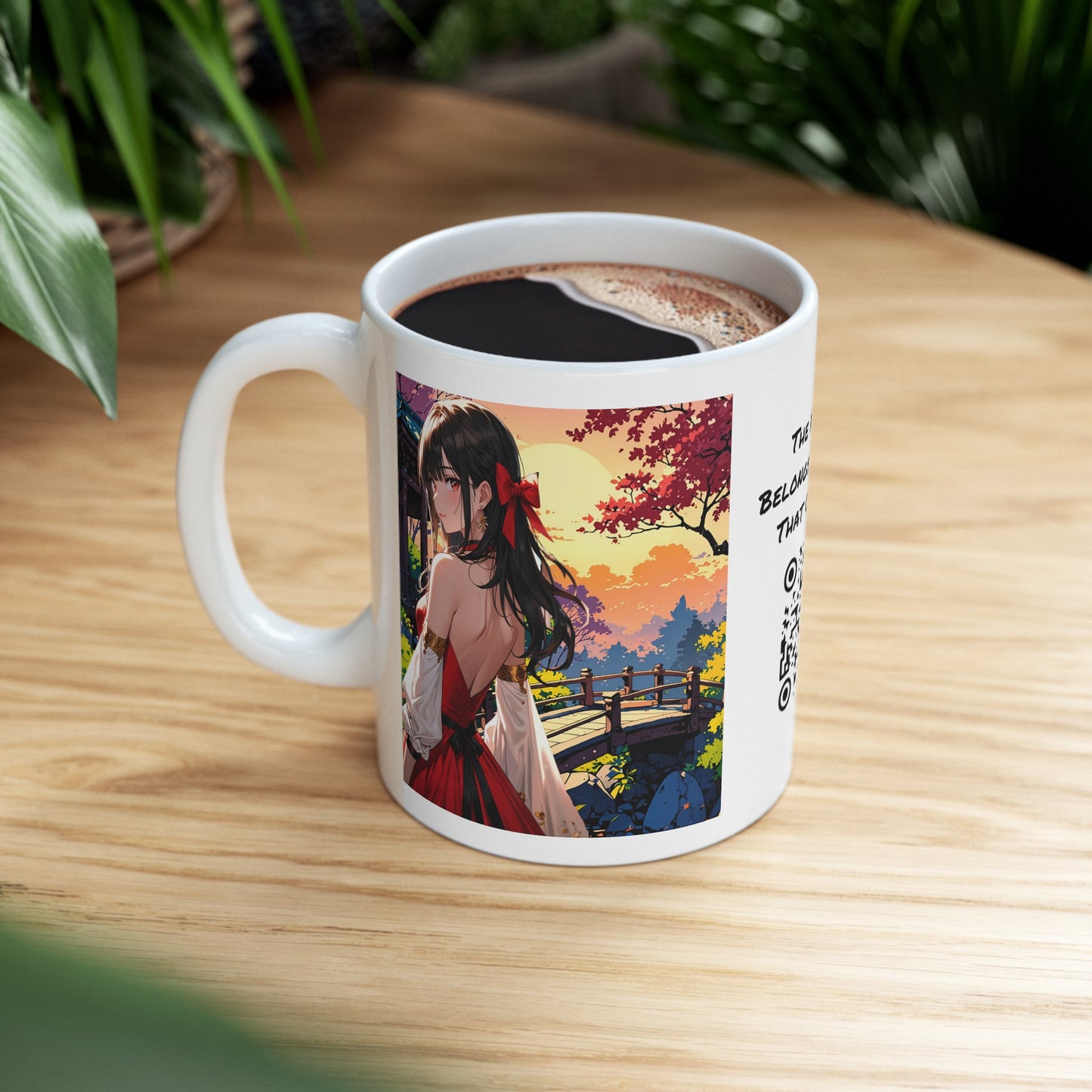 Utsukushī hana | HD Graphic | Anime Style | Pretty Girl | Coffee | Tea | Hot Chocolate | 11oz | White Mug