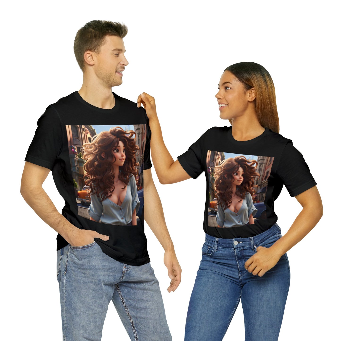 City Girl In A Digital World | Pixar Style Animation | Dream Girl | HD Graphic | Girl Power | Unisex | Men's | Women's | Tee | T-Shirt