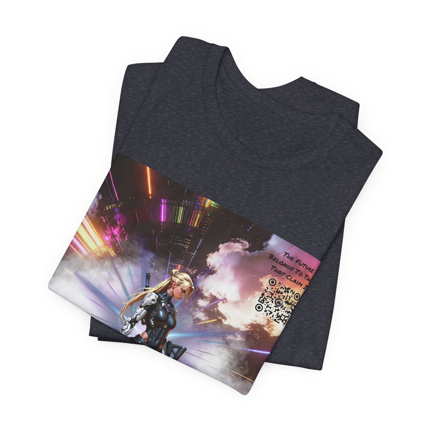 Sci‑Fi Warrior Graphic Tee — Futuristic Anime Battle Design