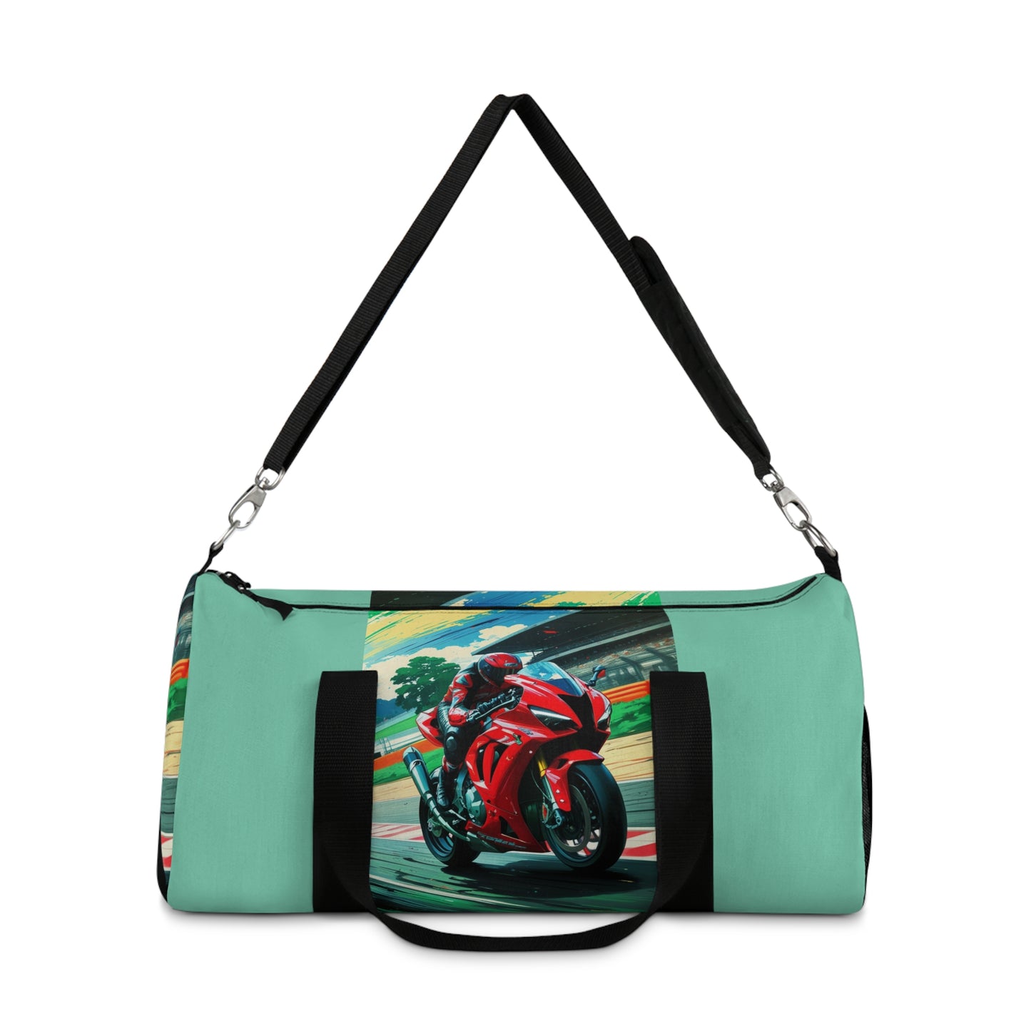 Motorcycle Racer Duffel Bag - Sporty Travel Gym Bag for Bike Enthusiasts