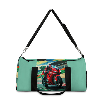 Motorcycle Racer Duffel Bag - Sporty Travel Gym Bag for Bike Enthusiasts