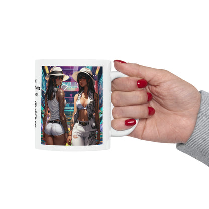 Girls Night Out | HD Graphic | Anime Style | Party | 2 Girls 1 Shirt | Coffee | Tea | Hot Chocolate | 11oz | White Mug