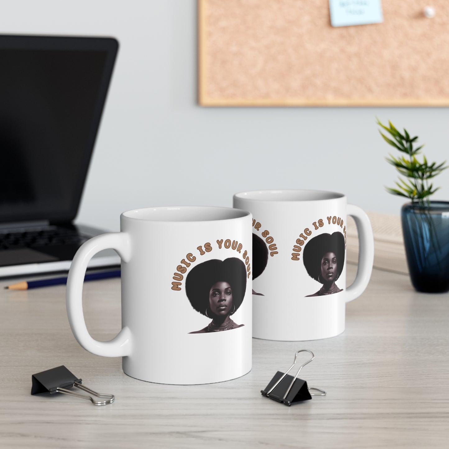 Music Is Your Soul | Afro | Woman | Teevolution | Afrocentric | Coffee | Tea | Hot Chocolate | Ceramic Mug | 11oz