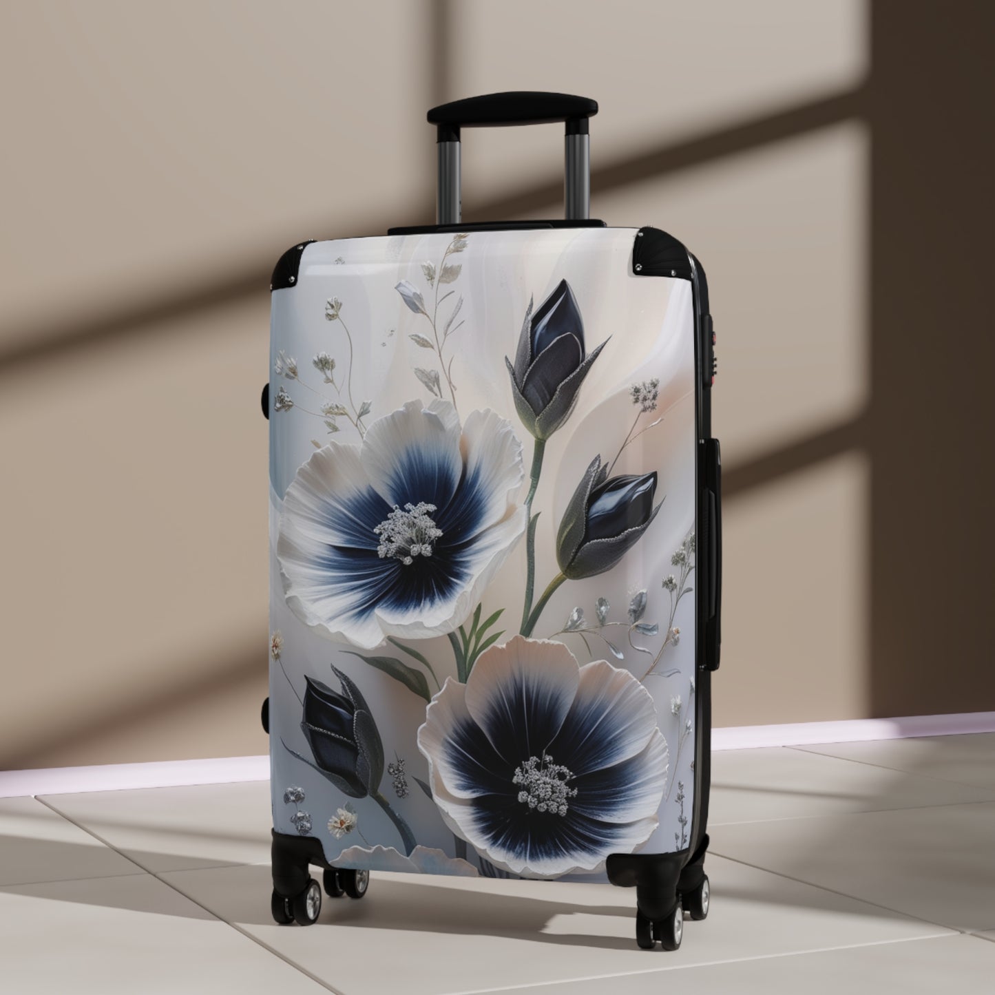 Floral Travel Suitcase - Elegant Carry-On for Stylish Journeys