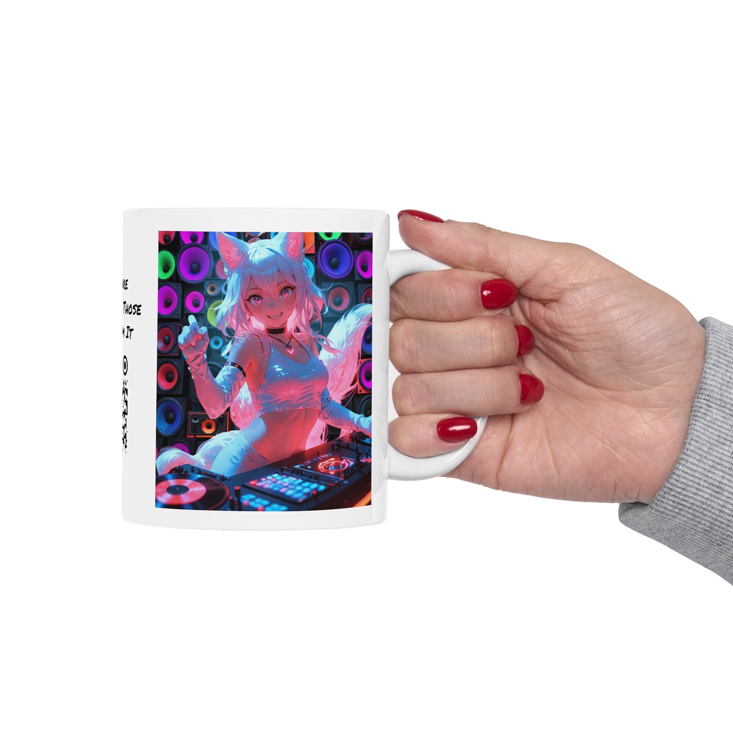 Last Night A DJ Saved My Life | HD Graphic | Rave | Party | Fox | Coffee | Tea | Hot Chocolate | 11oz | White Mug