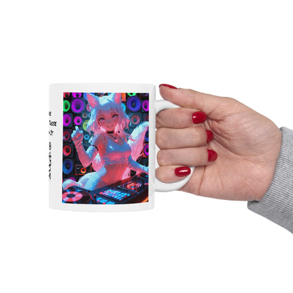 Last Night A DJ Saved My Life | HD Graphic | Rave | Party | Fox | Coffee | Tea | Hot Chocolate | 11oz | White Mug