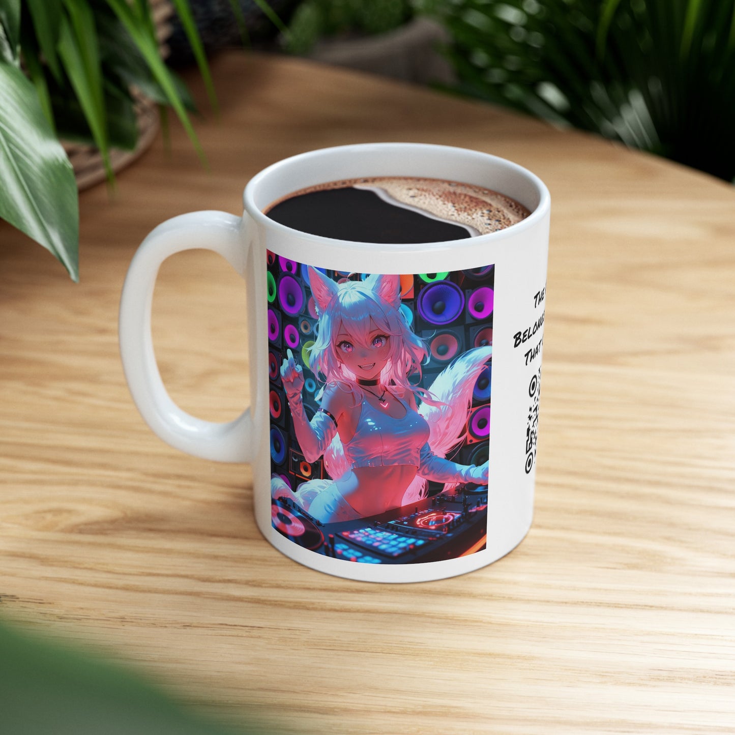 Last Night A DJ Saved My Life | HD Graphic | Rave | Party | Fox | Coffee | Tea | Hot Chocolate | 11oz | White Mug