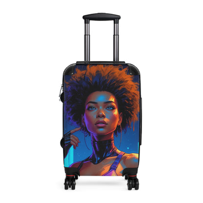 Artistic Suitcase with Afro Woman Design - Perfect for Travel Enthusiasts