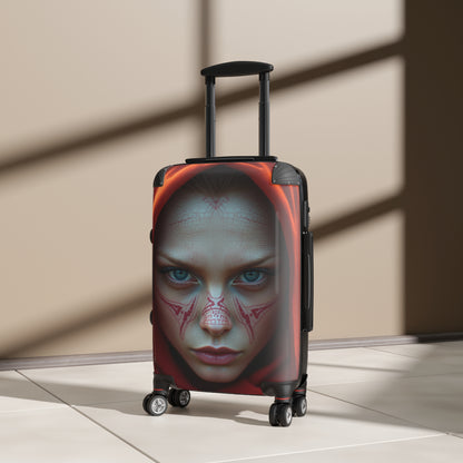 Mystical Face Design Suitcase - Unique Travel Luggage for Adventurers