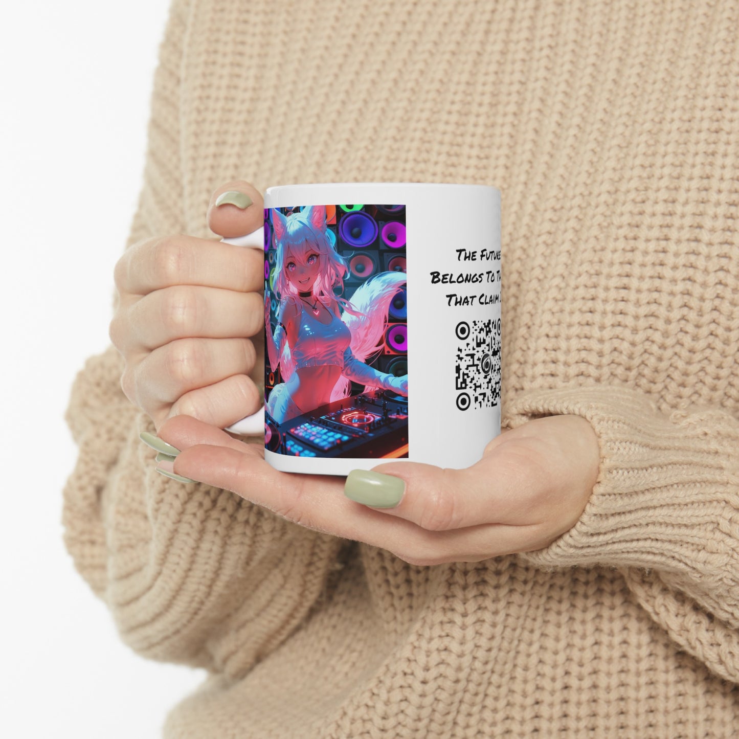 Last Night A DJ Saved My Life | HD Graphic | Rave | Party | Fox | Coffee | Tea | Hot Chocolate | 11oz | White Mug