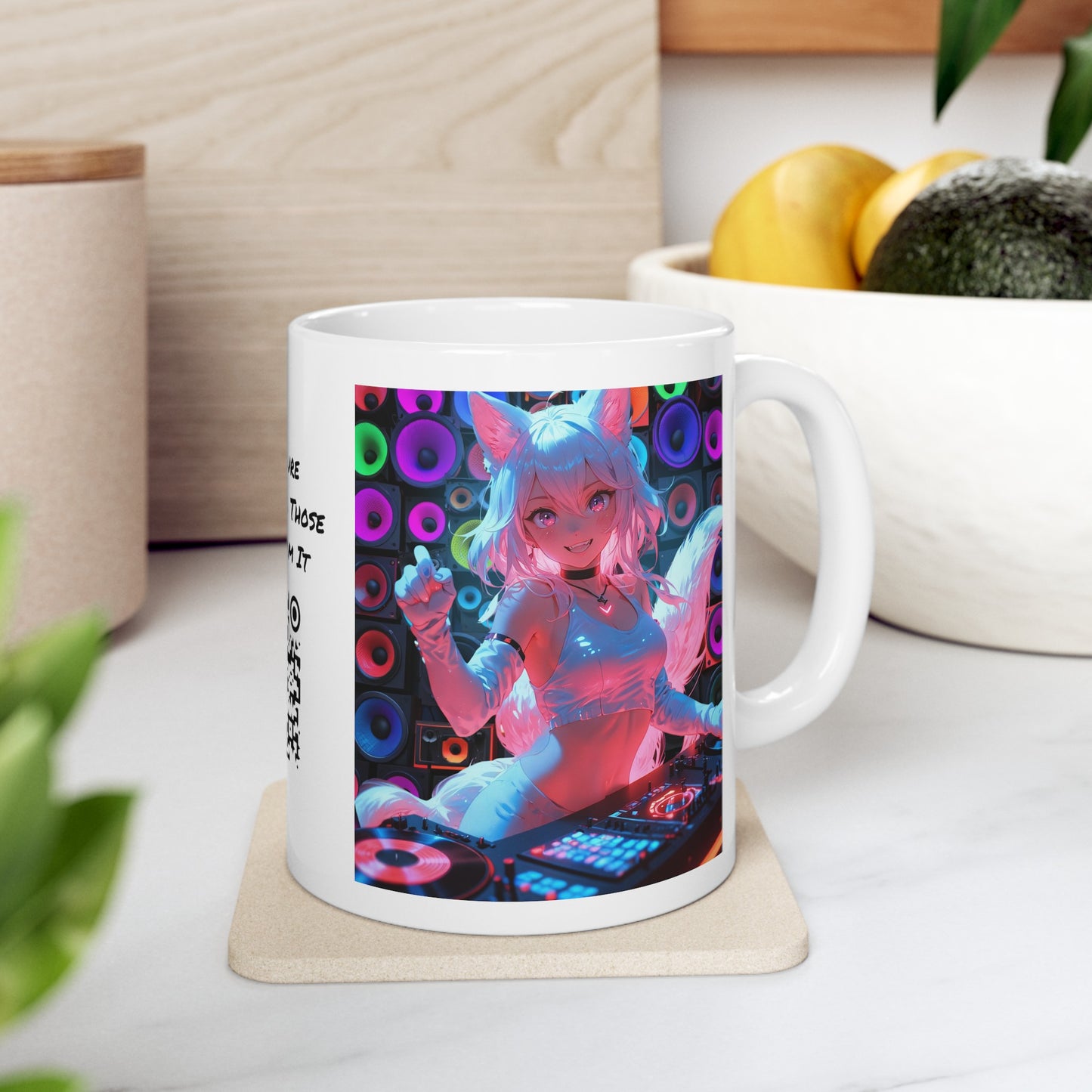 Last Night A DJ Saved My Life | HD Graphic | Rave | Party | Fox | Coffee | Tea | Hot Chocolate | 11oz | White Mug