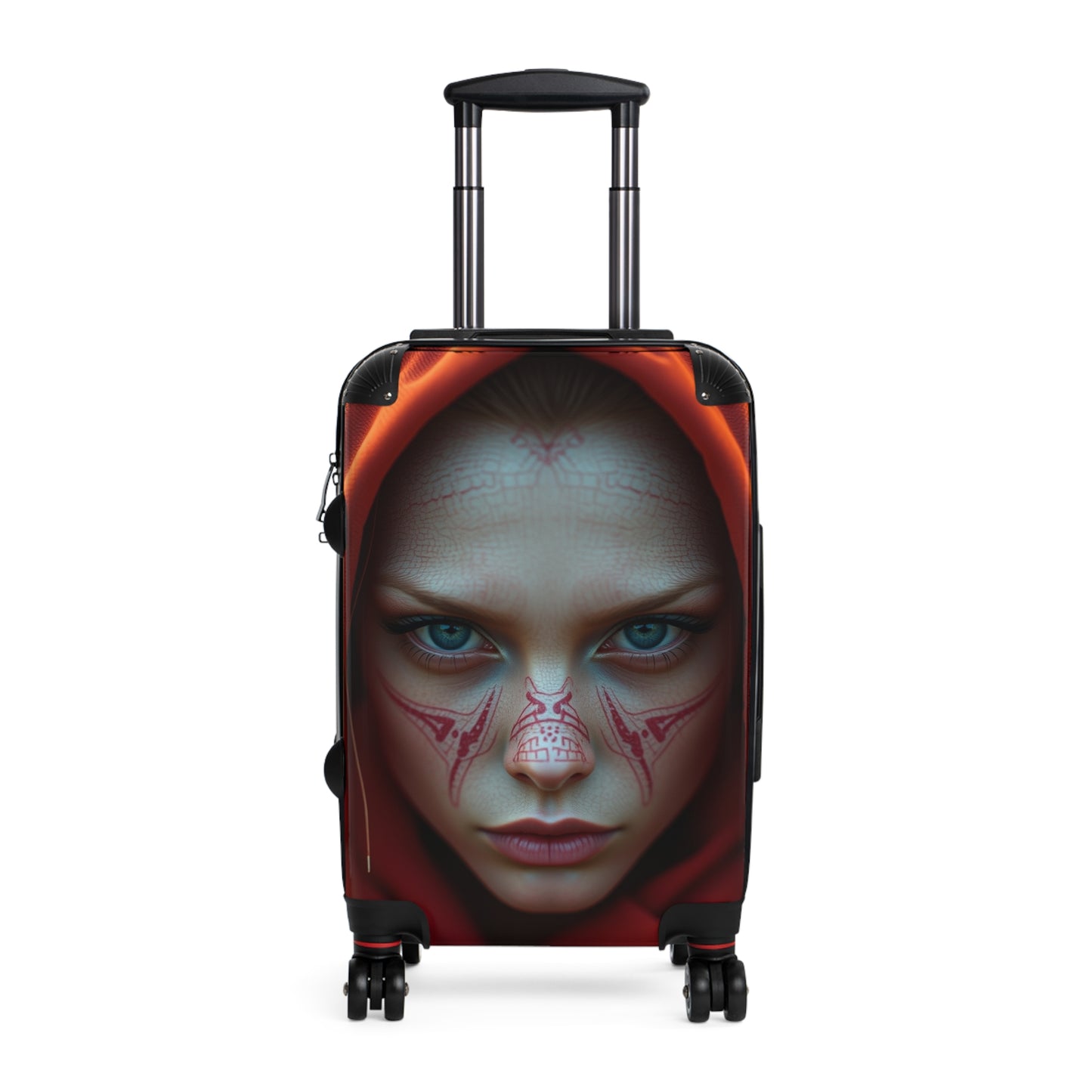 Mystical Face Design Suitcase - Unique Travel Luggage for Adventurers