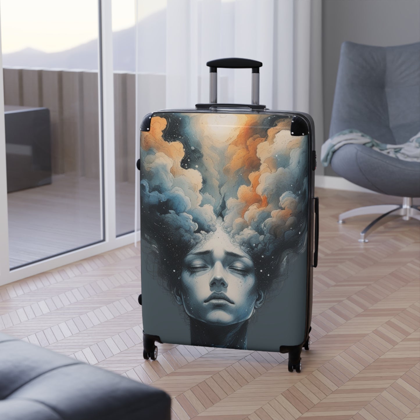 Artistic Cloud Dreamer Suitcase - Dreamy Cloud Design for Travelers