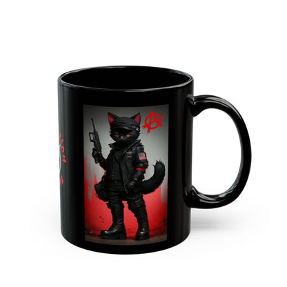 Sabo Tabbi | Anarchy | Pro Union | Historic | Black Cat | HD Graphic | Sabo Tabby IWW | Coffee | Tea | Hot Chocolate | 11oz | Black Mug