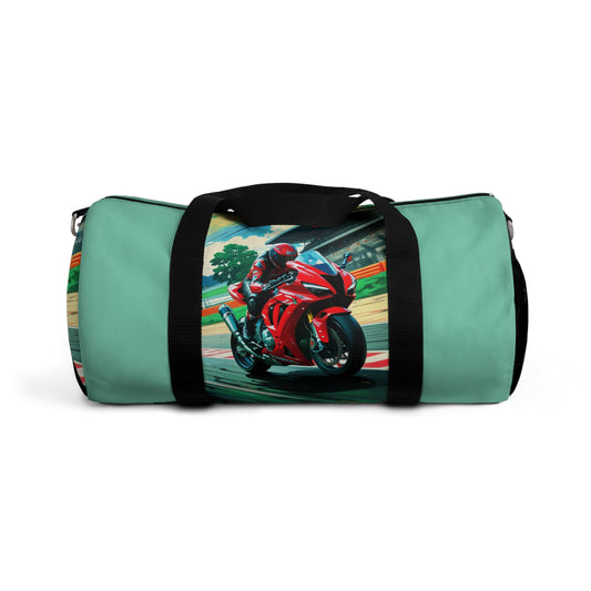 Motorcycle Racer Duffel Bag - Sporty Travel Gym Bag for Bike Enthusiasts