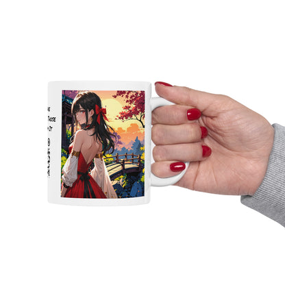 Utsukushī hana | HD Graphic | Anime Style | Pretty Girl | Coffee | Tea | Hot Chocolate | 11oz | White Mug