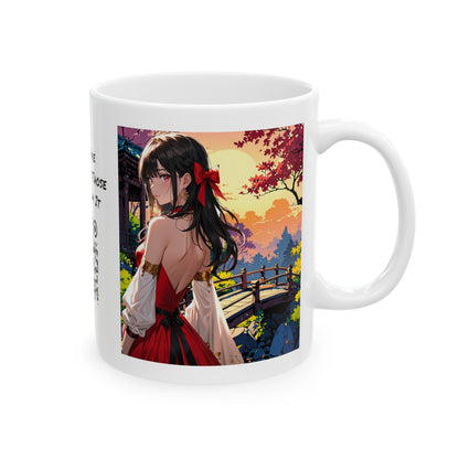 Utsukushī hana | HD Graphic | Anime Style | Pretty Girl | Coffee | Tea | Hot Chocolate | 11oz | White Mug