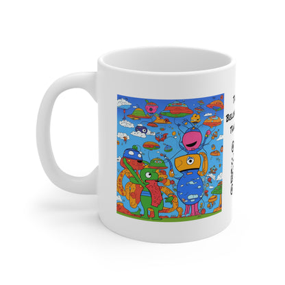 Abstraction | Abstract | Art | Colorful | Trendy | Graphic | Funny | UFO | Aliens | Coffe | Tea | Hot Chocolate | Ceramic Mug |11oz
