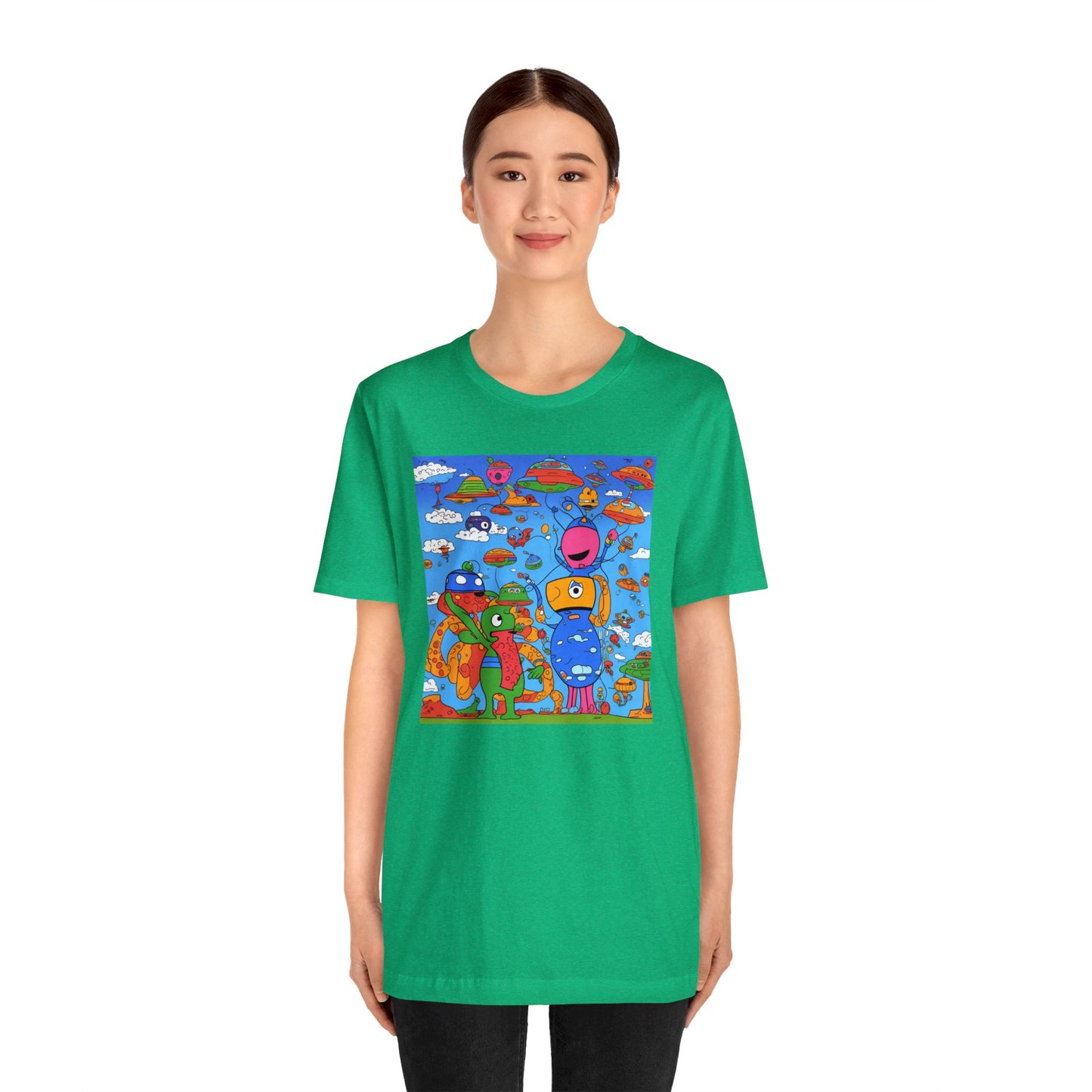 Abstraction | Abstract | Art | Colorful | Trendy | Graphic | Funny | UFO | Aliens | Tee | T-Shirt | Unisex | Men's | Women's |Short Sleeve