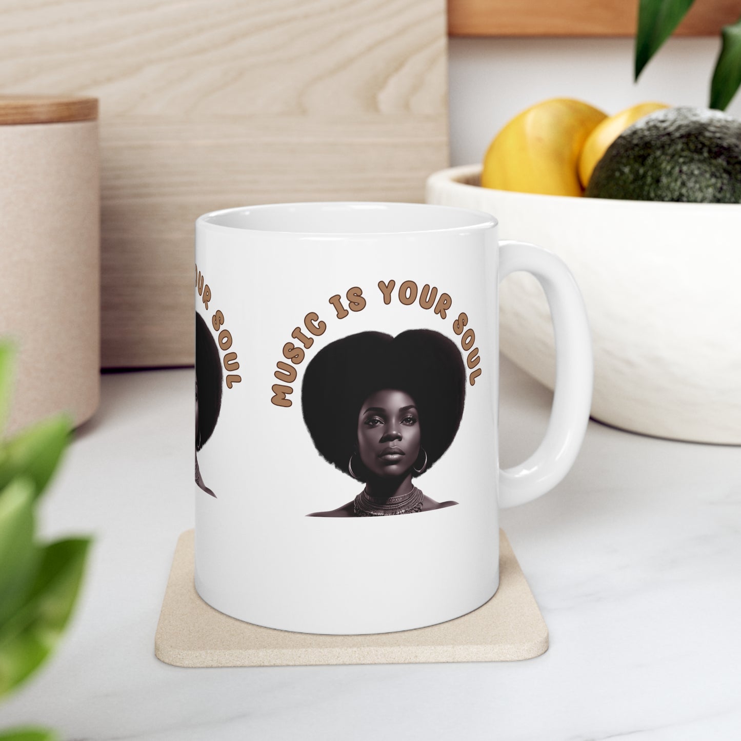 Music Is Your Soul | Afro | Woman | Teevolution | Afrocentric | Coffee | Tea | Hot Chocolate | Ceramic Mug | 11oz