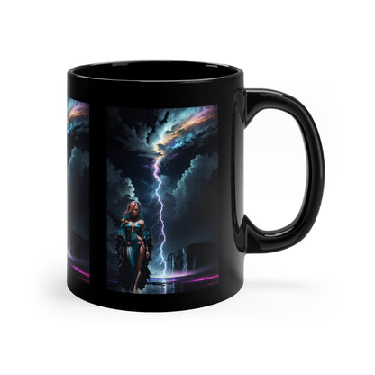 Lightning Crashes |  Anime Gift | Fantasy Girl | Nature's Fury | Sci Fi | Futuristic | HD Graphics | Coffee | Tea | Hot Chocolate | 11oz | Black Mug