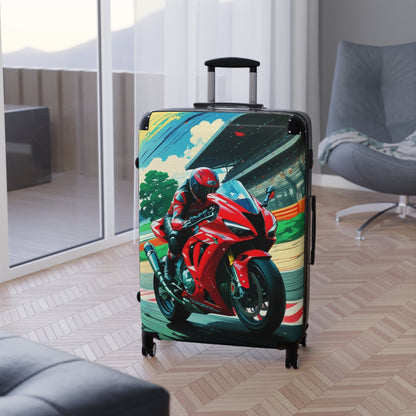 Motorcycle Racer Design Suitcase - Perfect for Adventurers and Travel Enthusiasts