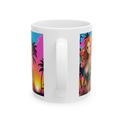 Summer Vibes |  Beach | Miami | Fun | Cute | Playful | HD Graphic | Coffee | Tea | Hot Chocolate | Ceramic Mug | 11oz