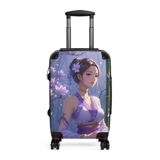 Serene Floral Art Suitcase - Stylish Travel Luggage for Women