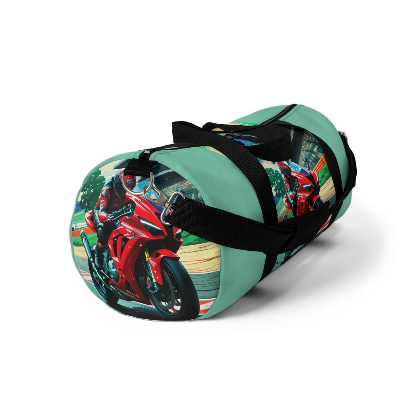 Motorcycle Racer Duffel Bag - Sporty Travel Gym Bag for Bike Enthusiasts