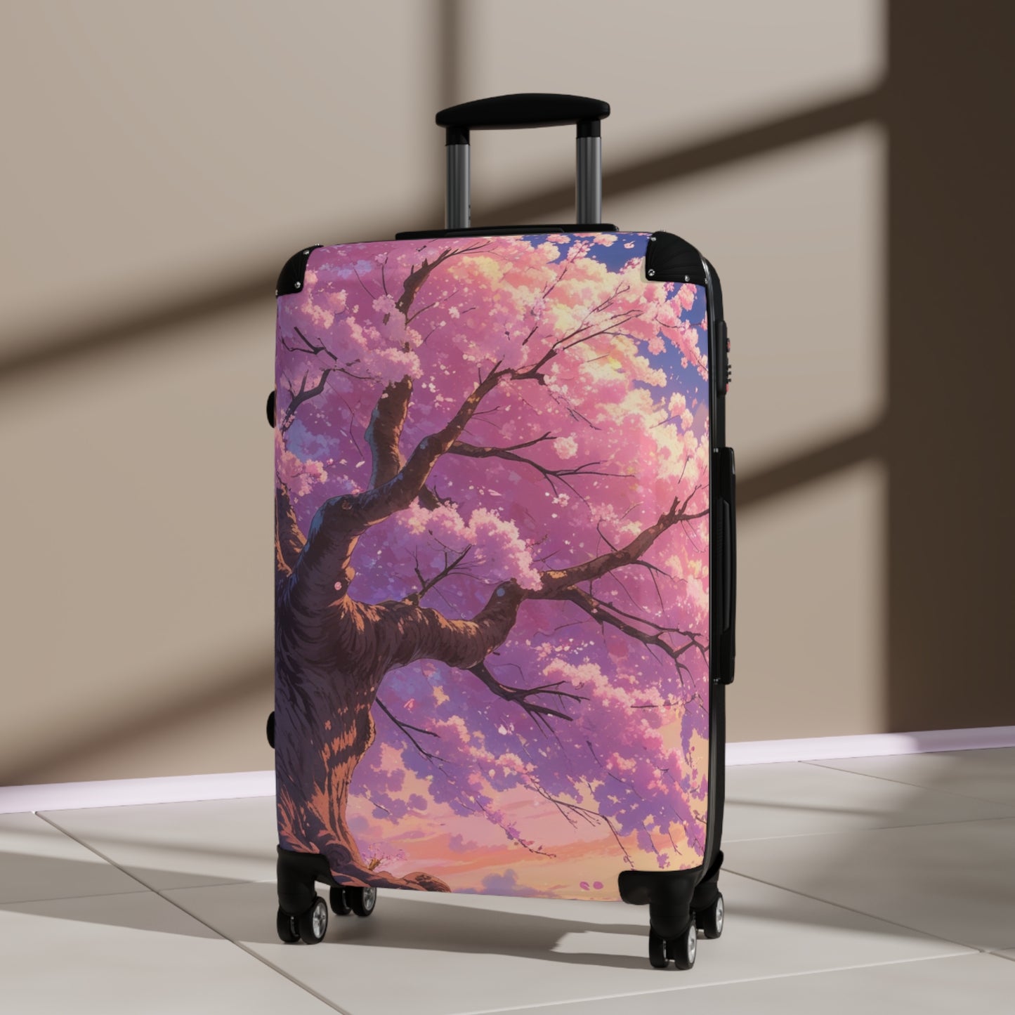 Cherry Blossom Print Suitcase - Stylish Travel Luggage for Nature Lovers