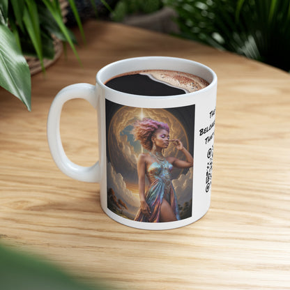 Morning Glory | HD Graphic | Black Woman | Goddess Vibes | Artistic | Coffee | Tea | Hot Chocolate | 11oz | White Mug