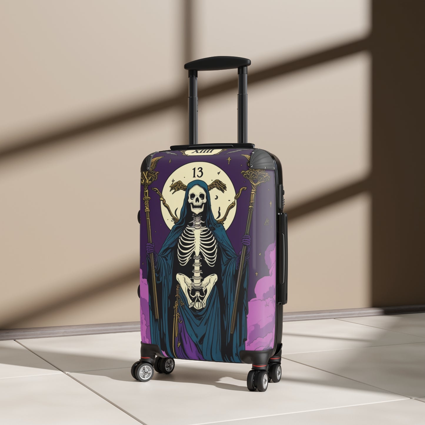 Gothic Skeleton Suitcase with Mystical Design - Travel in Style
