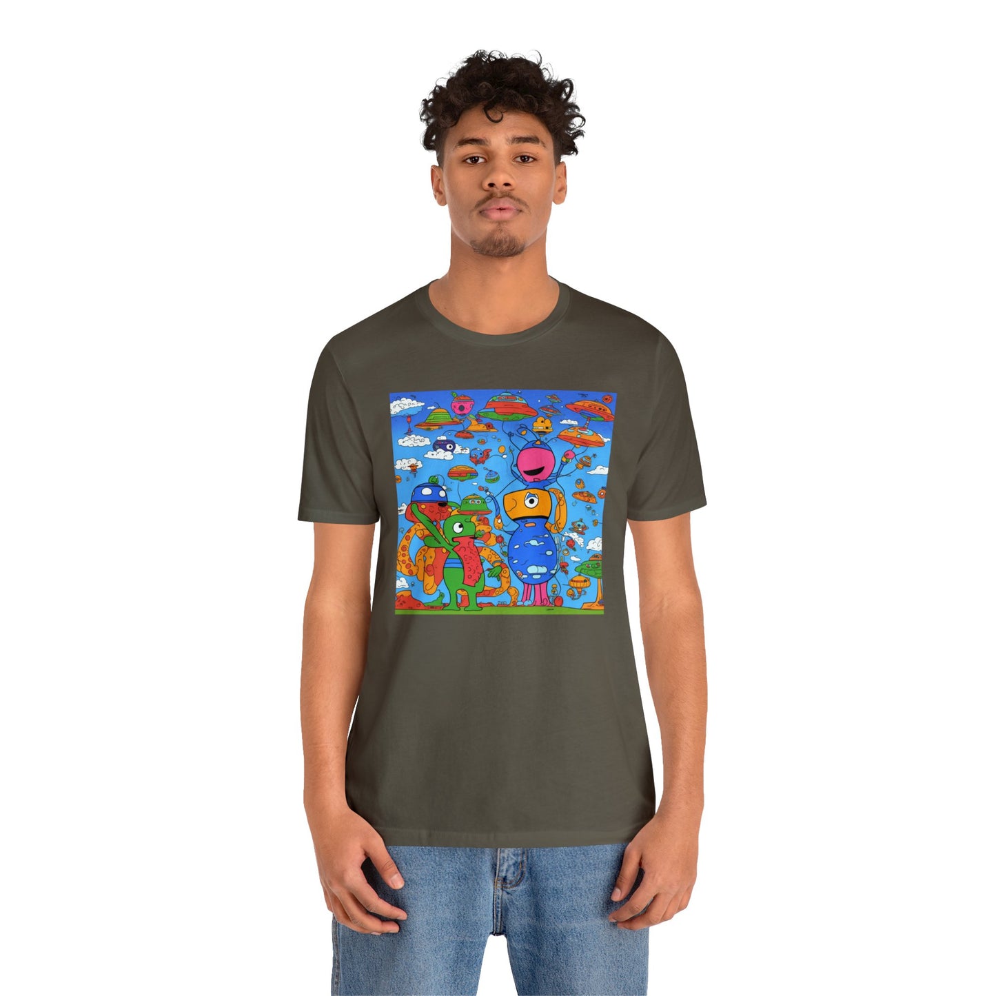 Abstraction | Abstract | Art | Colorful | Trendy | Graphic | Funny | UFO | Aliens | Tee | T-Shirt | Unisex | Men's | Women's |Short Sleeve